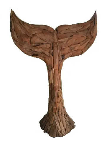 Product image of the product “Whale fin, approx. 250cm height, made from teak root pieces ”